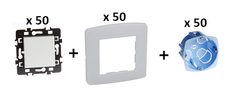 Lot de 50 Interrupteurs Va et Vient Simple + 50 Pl