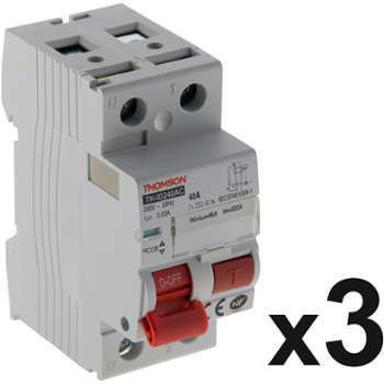 Lot de 3 interrupteurs différentiels à vis Thomson Lot de 3 interrupteurs différentiels
