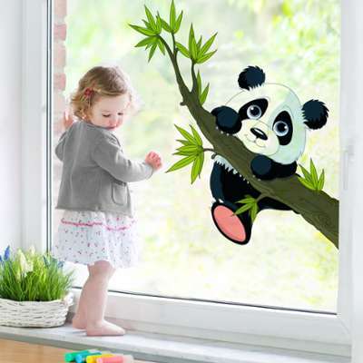 Sticker de fenêtre Climbing Panda Dimension: 69cm