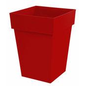 Pot de fleur haut carré en polyéthylène TOSCANE Rouge Pot de fleur haut carré en