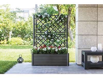 Jardinière avec treillis anthracite ITALIA L.100 x