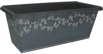 Jardinière rectangulaire fleurie en Zinc Noir 45x2