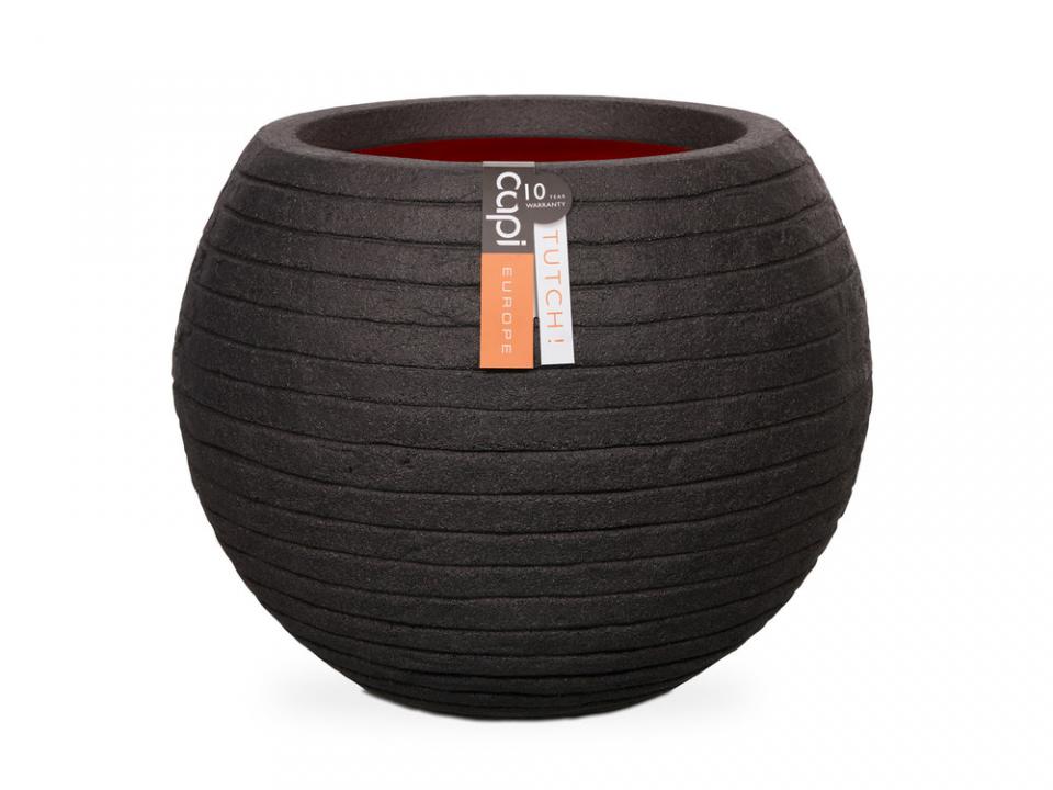 Pot de fleur rond boule strié en polypropylène 40x32cm Pot de fleur rond boule strié