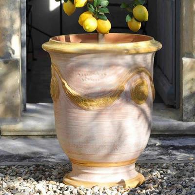 Vase dAnduze cérusé jaune D.28xH.32cm - Poterie d