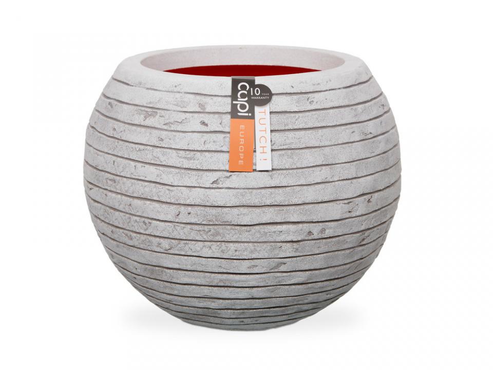 Pot de fleur rond boule strié en polypropylène 40x32cm Pot de fleur rond boule strié