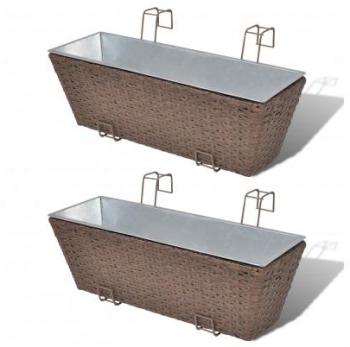 VidaXL Lot de 2 Bacs Pot Fleurs Trapèze pour Balco