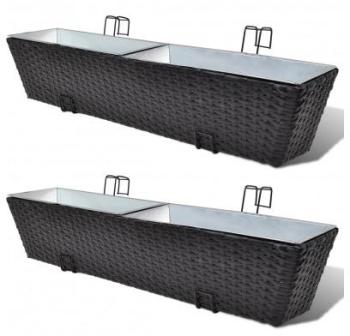 VidaXL Lot de 2 Bacs à Fleurs Trapèze 80 cm pour B
