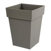Pot de fleur haut carré en polyéthylène TOSCANE Taupe Pot de fleur haut carré en