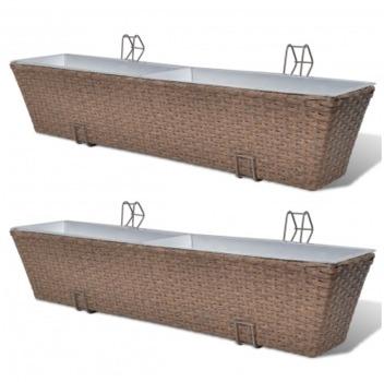 VidaXL Lot de 2 Bacs à Fleurs Trapèze 80 cm pour B