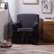 Housse fauteuil bachette 1 place 100 coton INES Noir Housse fauteuil bachette 1