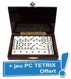 Coffret DOMINOS en bois laqué brillant + jeu PC TE