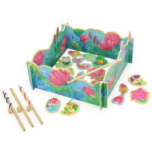 Jeu de pêche à la ligne magnétique en bois pour en