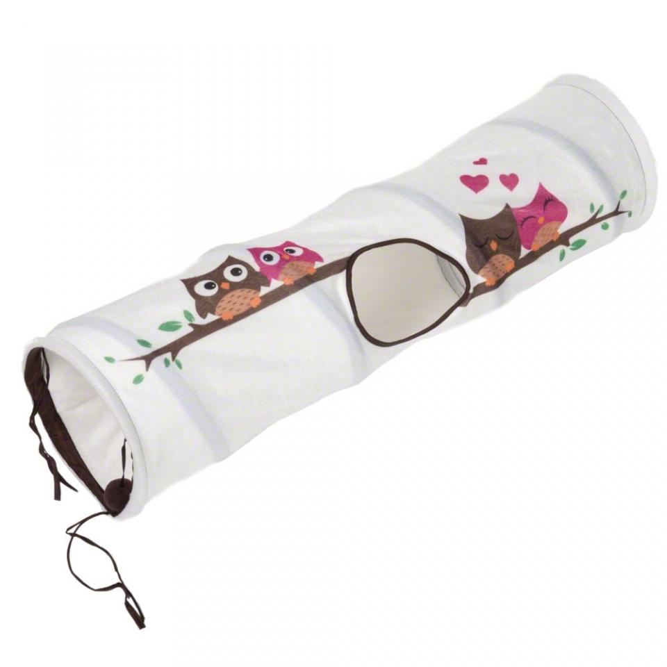 Tunnel de jeu Hiboux pour chat - L 100 x l 25 cm