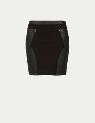 Mini jupe en simili cuir et maille taille 42 noir