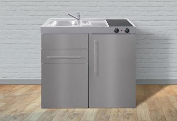 Mini-Cuisine en Inox avec Frigo et Vitrocéramique