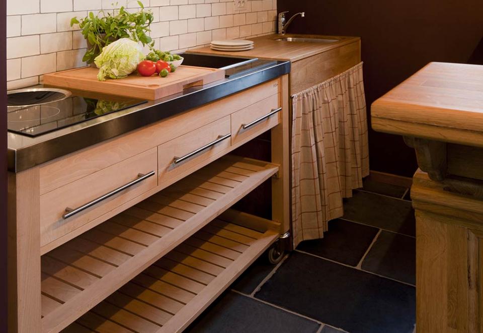 Kitchenette en Bois Massif et Acier Beechboy 140x6
