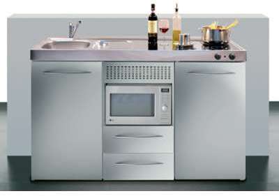 Mini-Cuisine Inox avec Micro-Ondes et Vitrocéramiq