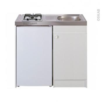 Kitchenette gaz Meuble sous évier blanc Avec Réfri