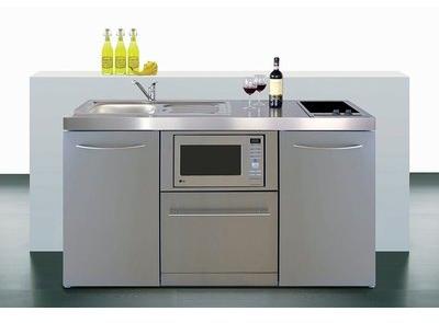 Mini-Cuisine Inox avec Micro-Ondes, L-V et Vitrocé