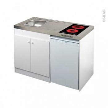 Kitchenette vitrocéramique Meuble sous évier blanc