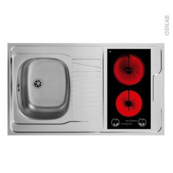 Bloc évier pour kitchenette plaque de cuisson vitr