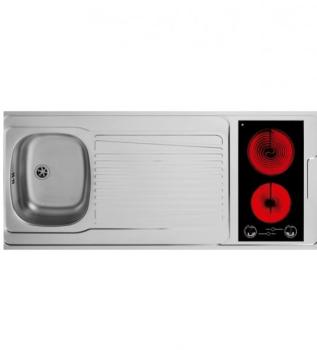 Bloc évier pour kitchenette plaque de cuisson vitr