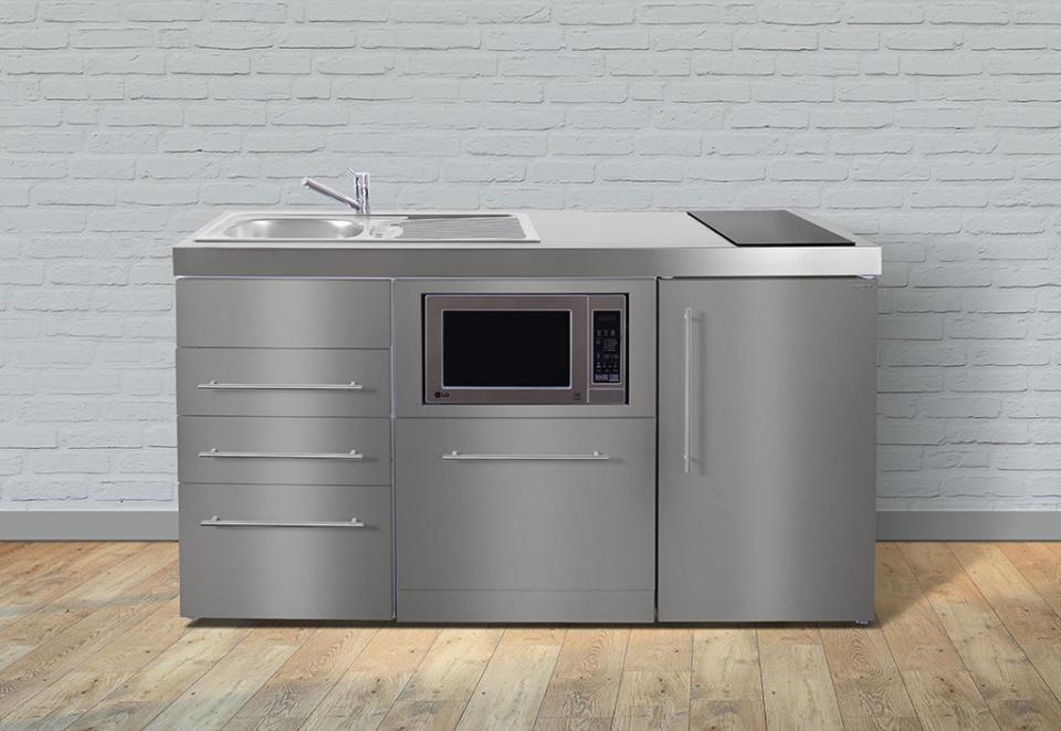 Mini-Cuisine en Inox avec Frigo, L-V, M-O, Inducti