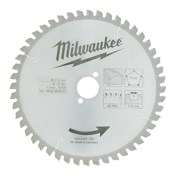 Lame de scie radiale MILWAUKEE Bois 216 mm 48 dent