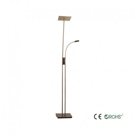 Lampadaire LED carré nickel avec liseuse 180cm Int