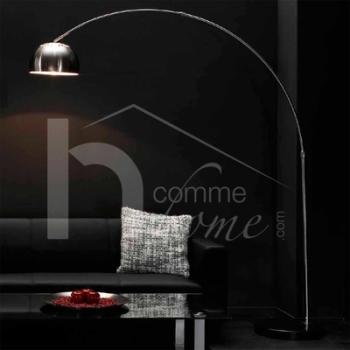 Lampadaire design en arc avec abat-jour en inox KI