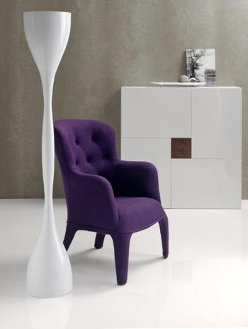 Lampadaire colonne design blanc ou gris argenté HA