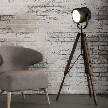 Lampadaire vintage sur trépied en bois CINECITA