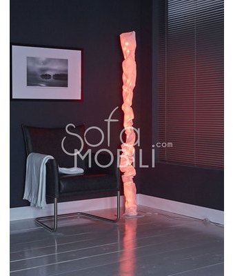 Lampadaire LED multicolore en tissu et nickel mat