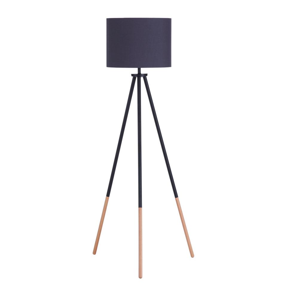 Lampadaire Tripod Valma - Tissu / Bois - 1 ampoule