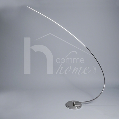 Lampadaire arc design REDON, en acier chromé, écla