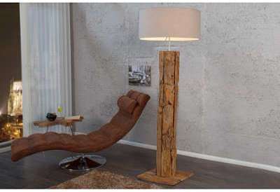 Lampadaire de 160cm en bois flotté brute et lin sa