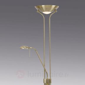 Lampadaire Malena laiton ancien avec liseuse