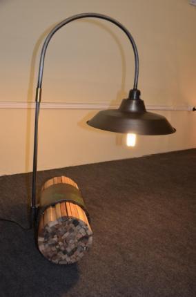 Lampe cylindrique en teck ancien