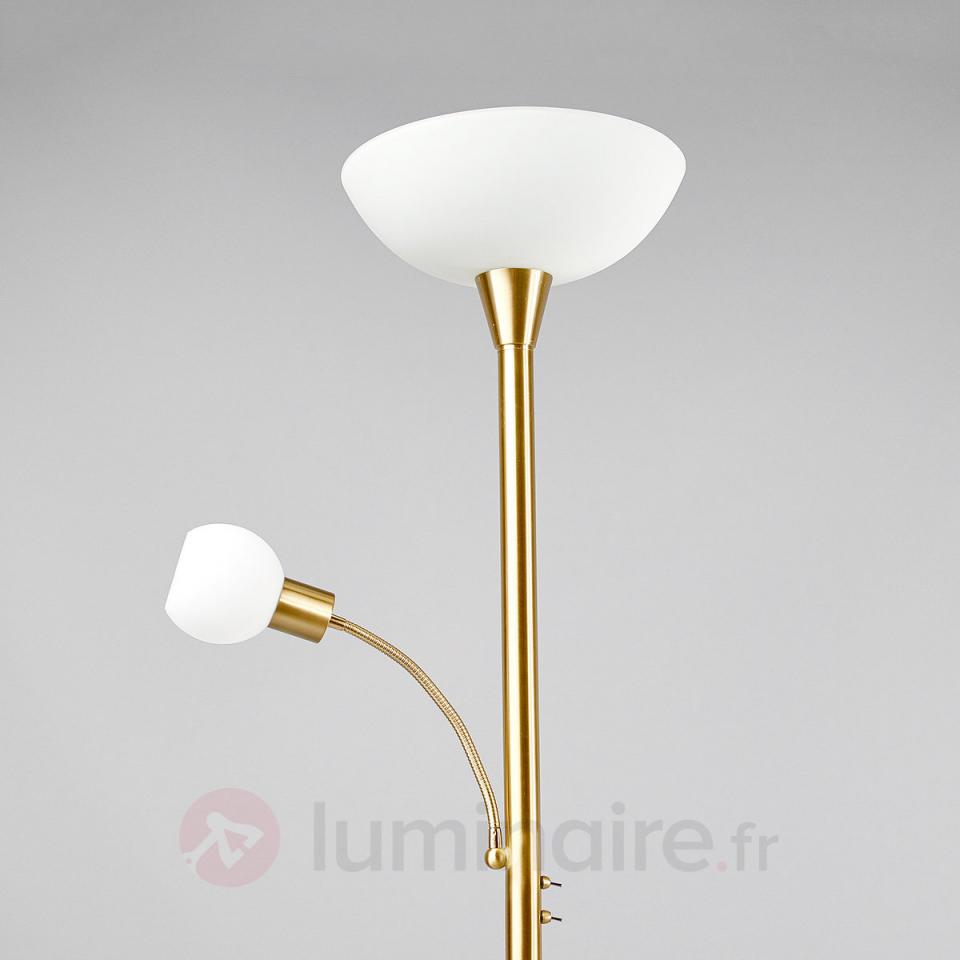 Lampadaire LED en laiton avec liseuse Elaina - LAM