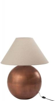 Lampe boule métal cuivre/jute 56x56x7