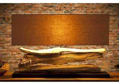 Lampe de 53cm en bois flotté et lin érue