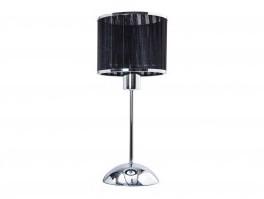 Lampe chevet TORA abat jour tissu noir pied chromé