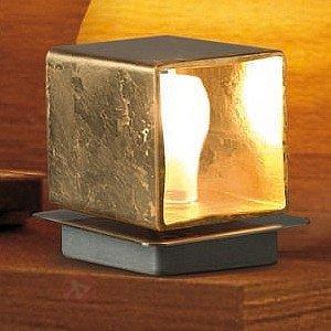Lampe à poser Cube dorée à la feuille