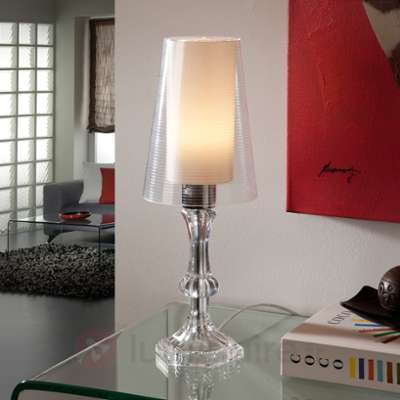Lampe à poser transparente Wendy, double abat-jour