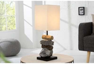 Lampe de table design en bois flotté coloris blanc