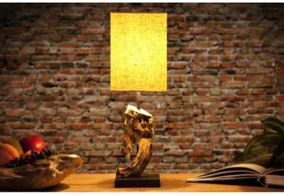 Lampe à poser 15cm en bois flotté et lin beige