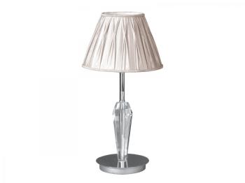 Lampe de chevet pied chromé et verre TORO 54 cm chrome-beige Lampe de chevet pied chromé