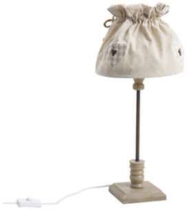 Lampe de chevet en bois et coton écru