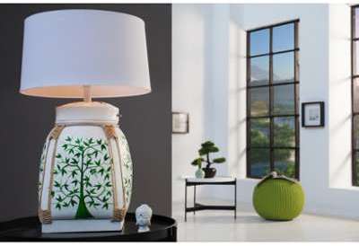 Lampe à poser design blanc vert Jing 75 cm Lampe à poser design blanc
