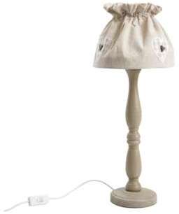 Lampe à poser en bois et coton écru
